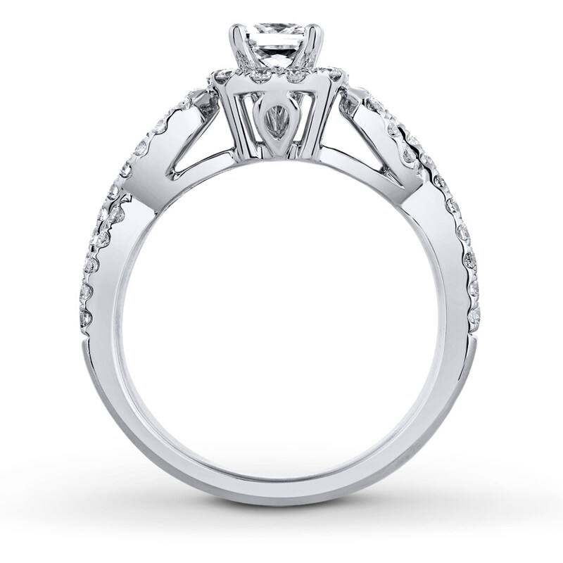 Main Image 2 of Previously Owned THE LEO Diamond Engagement Ring 7/8 ct tw Princess & Round-cut 14K White Gold - Size 3.75