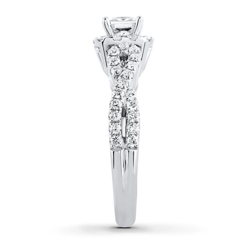 Main Image 3 of Previously Owned THE LEO Diamond Engagement Ring 7/8 ct tw Princess & Round-cut 14K White Gold - Size 3.75