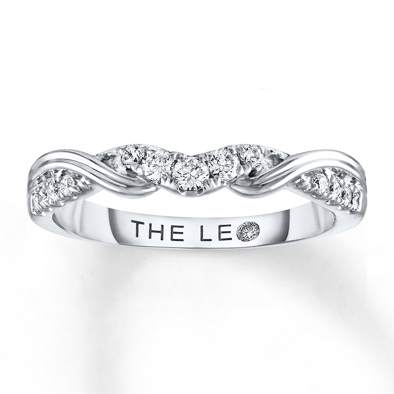 Main Image 1 of Previously Owned THE LEO Diamond Wedding Band 1/4 ct tw Round-cut 14K White Gold Size 10.5
