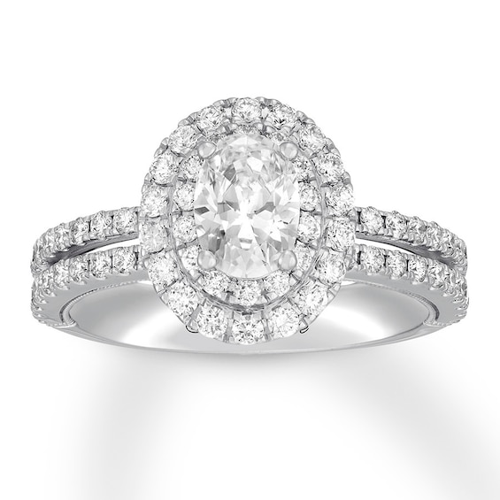 Previously Owned Neil Lane Diamond Engagement Ring 1-3/4 ct tw Oval & Round-cut 14K White Gold Size 5