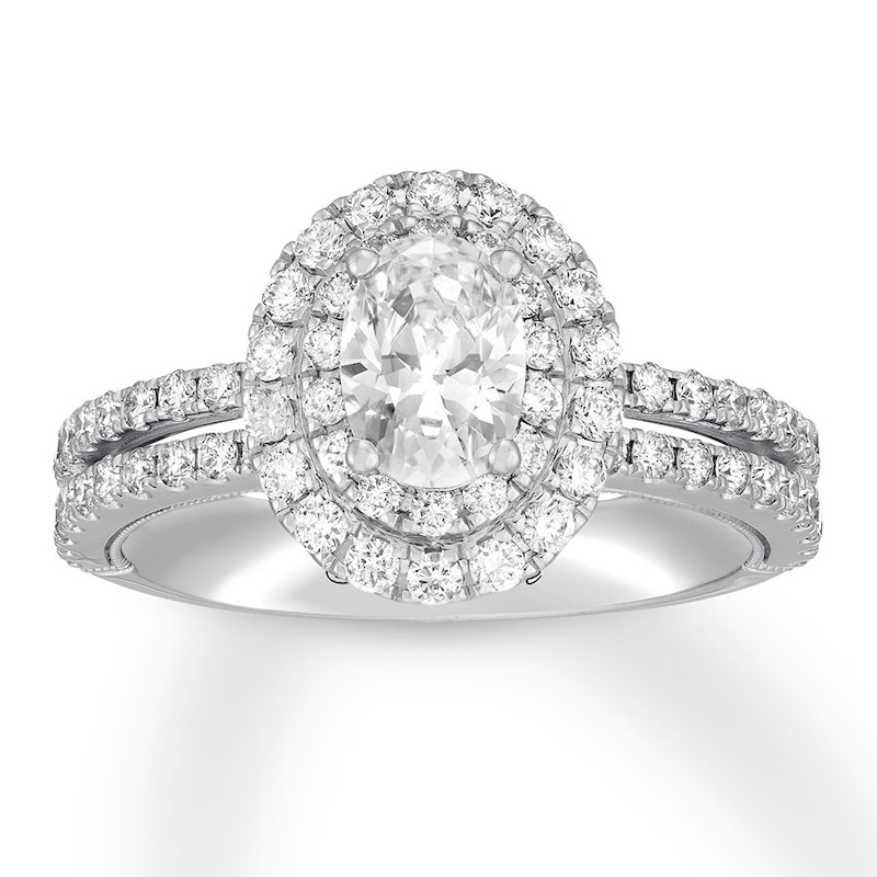 Previously Owned Neil Lane Diamond Engagement Ring 1-3/4 ct tw Oval & Round-cut 14K White Gold - Size 5