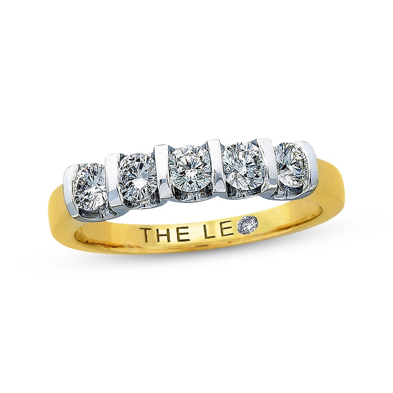Main Image 1 of Previously Owned THE LEO Diamond Artisan Anniversary Band 5/8 ct tw Round-cut 14K Two-Tone Gold - Size 3.75