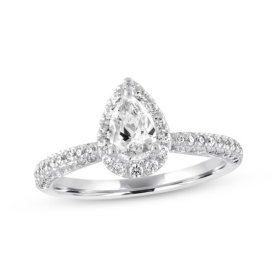 Previously Owned Diamond Engagement Ring 1 ct tw Pear & Round-cut 14K White Gold Size 10