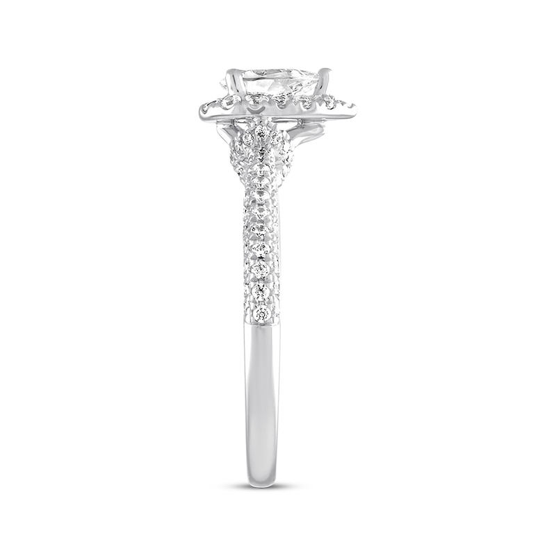 Main Image 2 of Previously Owned Diamond Engagement Ring 1 ct tw Pear & Round-cut 14K White Gold Size 10