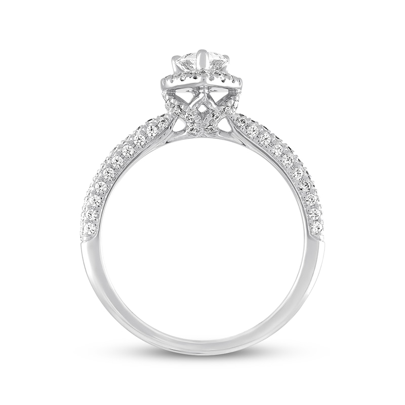 Main Image 3 of Previously Owned Diamond Engagement Ring 1 ct tw Pear & Round-cut 14K White Gold Size 10