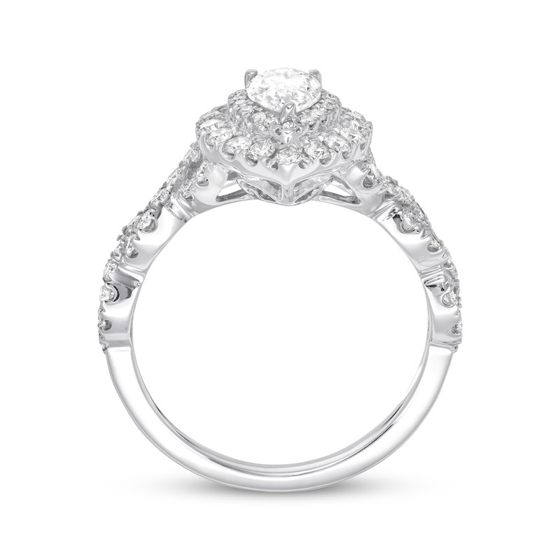 Main Image 3 of Previously Owned Neil Lane Engagement Ring 1-1/8 ct tw Pear & Round-cut Diamonds 14K White Gold Size 10.75