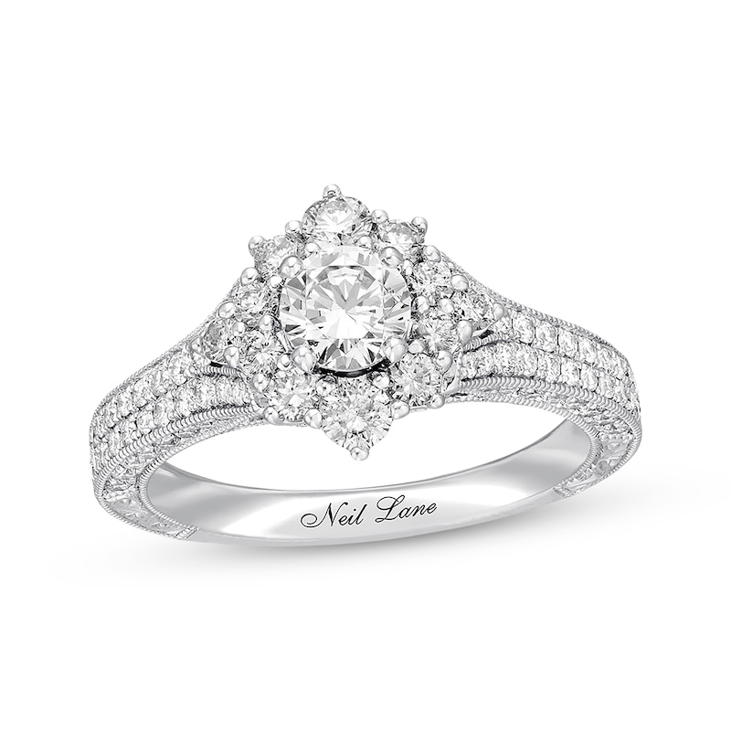 Main Image 1 of Previously Owned Neil Lane Diamond Engagement Ring 1-3/8 ct tw Round-cut 14K White Gold - Size 5