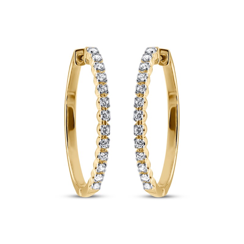 Main Image 2 of Previously Owned Round-Cut Diamond Hoop Earrings 1/2 ct tw 10K Yellow Gold