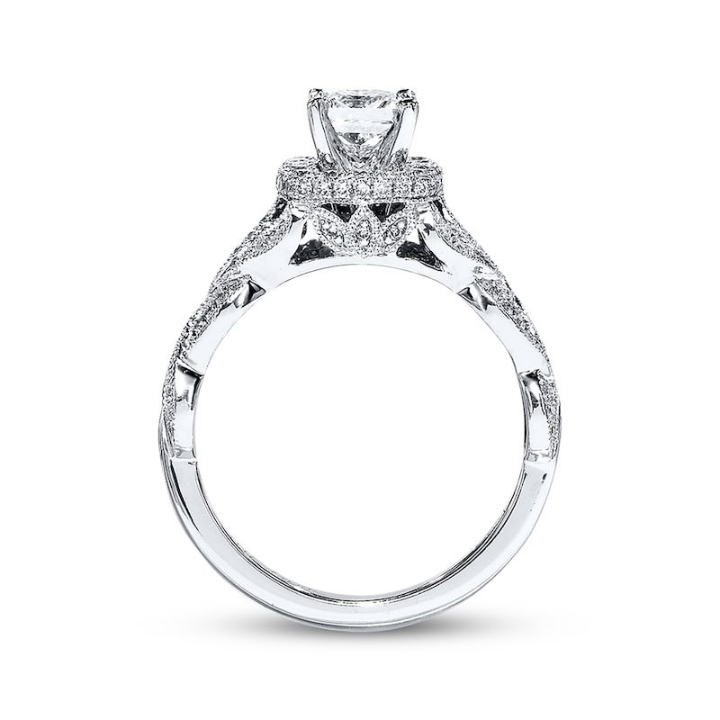 Main Image 3 of Previously Owned Neil Lane Bridal Ring 1-1/6 ct tw Princess & Round-cut Diamonds 14K White Gold - Size 4.5