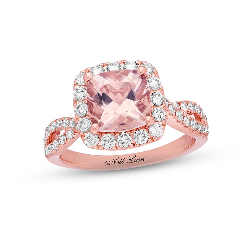 Main Image 1 of Previously Owned Neil Lane Morganite & Diamond Engagement Ring 7/8 ct tw Round-cut 14K Rose Gold
