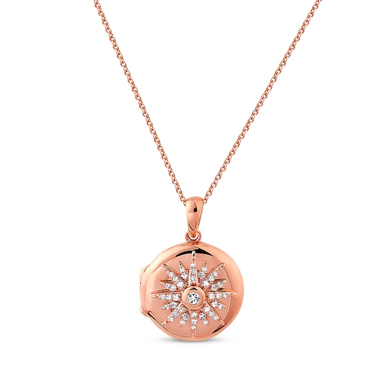Previously Owned Diamond Locket Necklace 1/5 ct tw Round-cut 10K Rose Gold