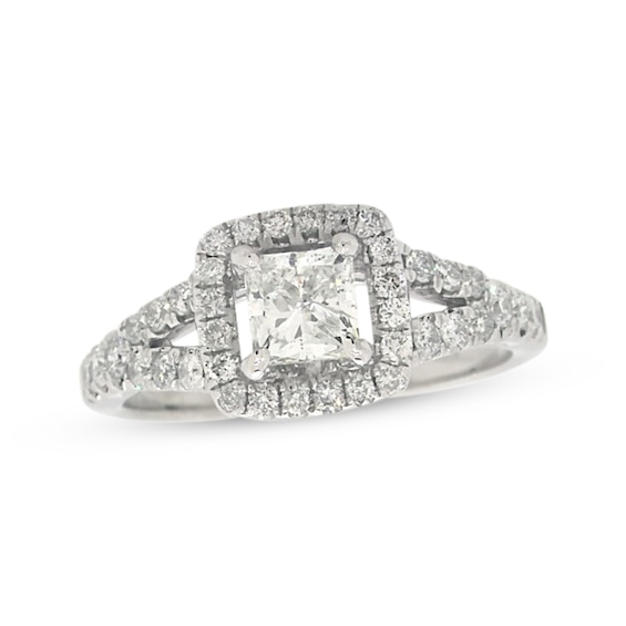 Previously Owned Diamond Engagement Ring 1-1/8 ct tw Princess 14K White Gold