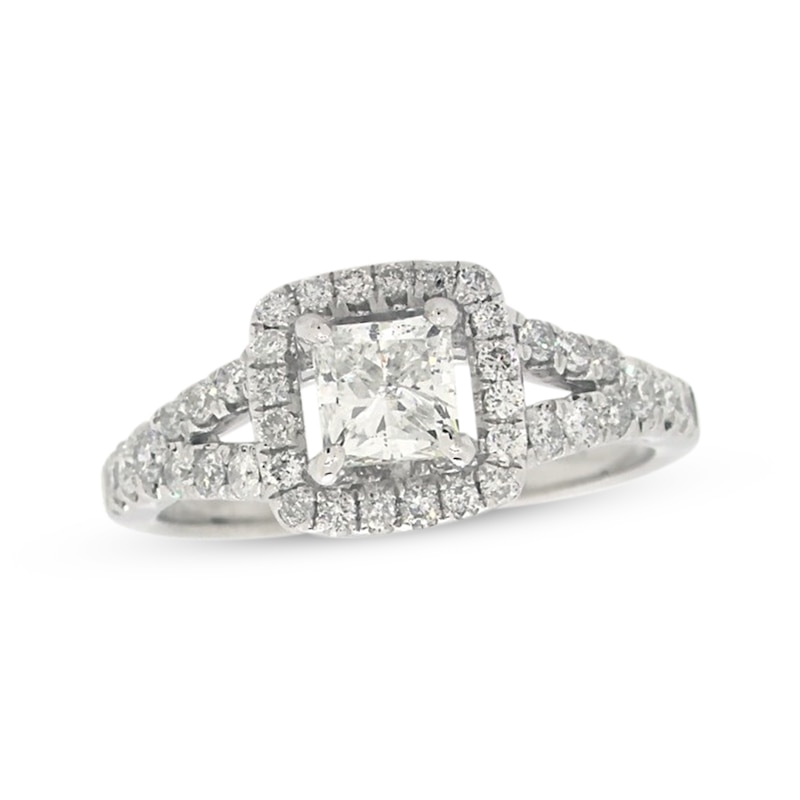 Main Image 1 of Previously Owned Diamond Engagement Ring 1-1/8 ct tw Princess 14K White Gold