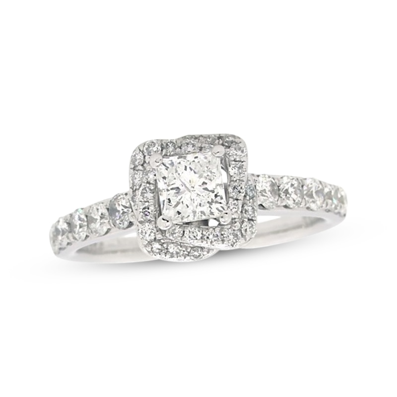 Main Image 1 of Previously Owned Diamond Engagement Ring 1 ct tw Princess & Round-cut 14K White Gold