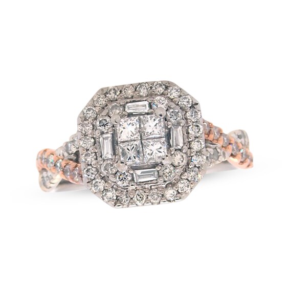 Previously Owned Diamond Engagement Ring 7/8 ct tw Princess-Cut 14K Two-Tone Gold