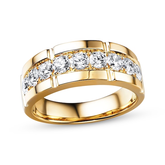 Previously Owned Men's Diamond Wedding Band 1-1/2 cttw Round-cut 14K Yellow Gold
