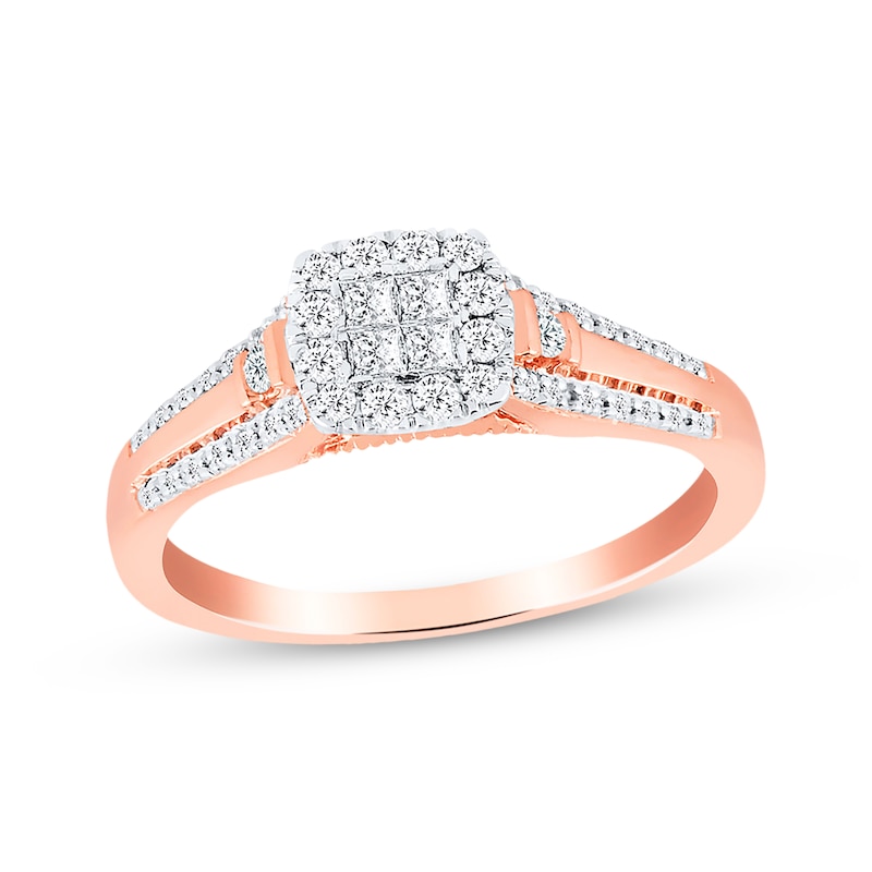Main Image 1 of Previously Owned Diamond Ring 1/3 ct tw Princess-cut 10K Rose Gold