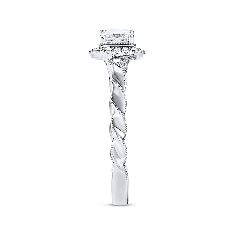 Main Image 2 of Previously Owned Angel Sanchez Engagement Ring 3/4 ct tw Princess & Round-cut Diamonds 14K White Gold
