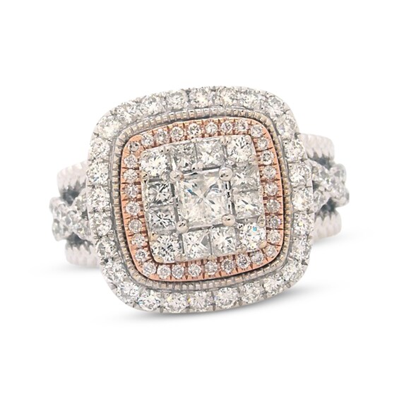 Previously Owned Diamond Engagement Ring 1-1/2 ct tw Princess & Round 14K Two-Tone Gold