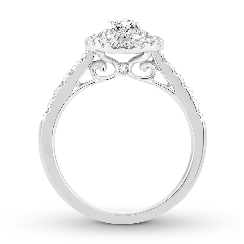 Main Image 2 of Previously Owned Diamond Engagement Ring 1/2 ct tw Pear & Round-cut 14K White Gold