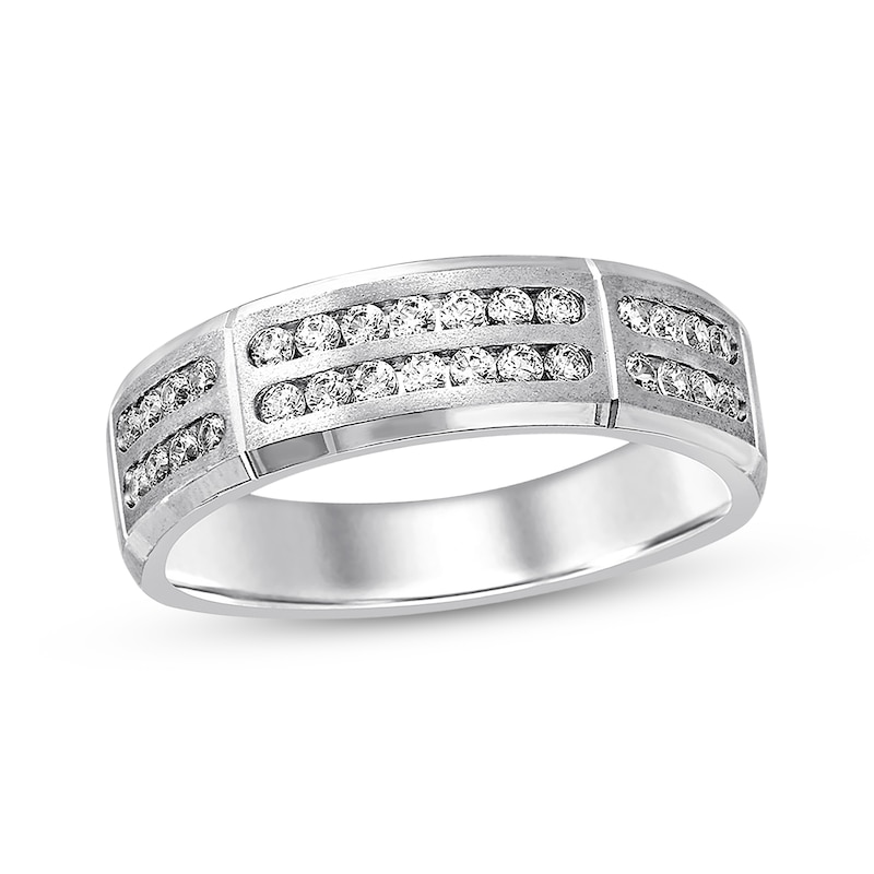 Main Image 1 of Previously Owned Men's Diamond Band 1/2 ct tw Round-cut 10K White Gold