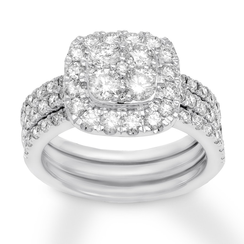 Main Image 1 of Previously Owned Diamond Bridal Set 2 ct tw Round-cut 14K White Gold
