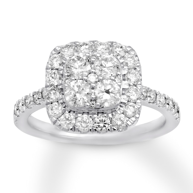 Main Image 1 of Previously Owned Diamond Engagement Ring 1-3/8 ct tw Round-cut 14K White Gold