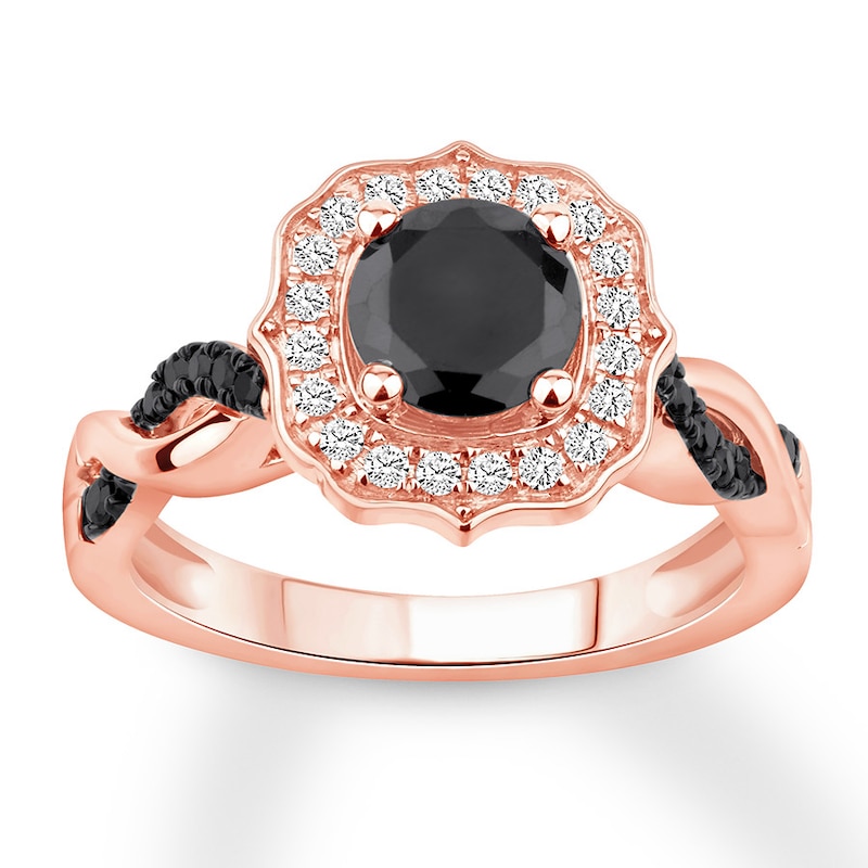 Previously Owned Black/White Diamond Ring 1-1/4 ct tw 14K Rose Gold