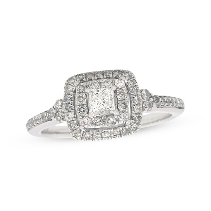 Main Image 1 of Previously Owned Diamond Engagement Ring 5/8 ct tw Princess-Cut 14K White Gold
