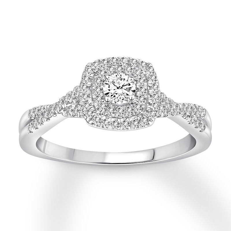 Main Image 1 of Previously Owned Diamond Engagement Ring 3/8 ct tw Round-cut 10K White Gold
