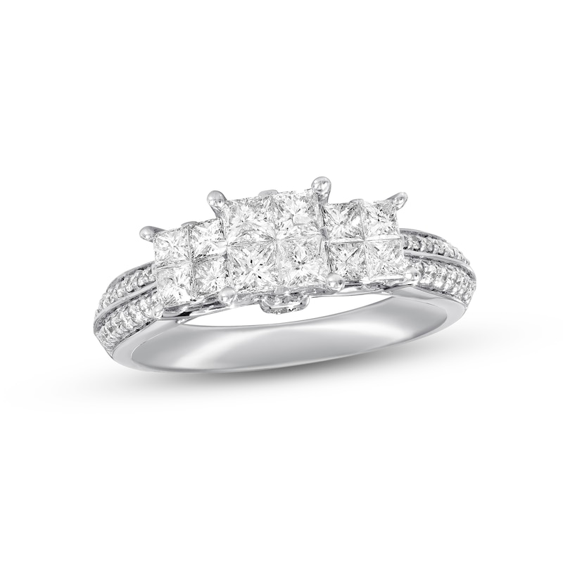 Main Image 1 of Previously Owned Diamond Engagement Ring 1 ct tw Princess & Round-cut 14K White Gold