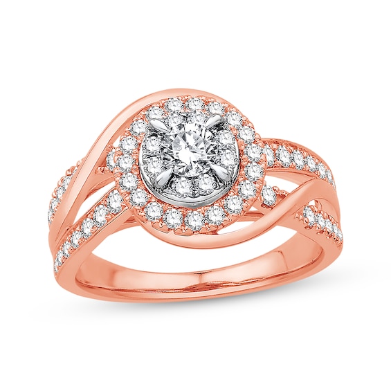 Previously Owned Diamond Engagement Ring 7/8 ct tw Round-cut 14K Two-Tone Gold