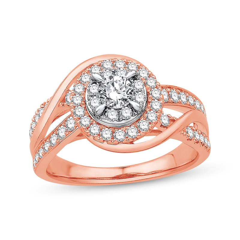 Main Image 1 of Previously Owned Diamond Engagement Ring 7/8 ct tw Round-cut 14K Two-Tone Gold