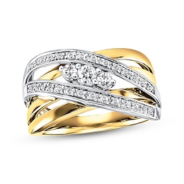 Previously Owned Diamond Ring 1/3 ct tw Round-cut 10K Two-Tone Gold