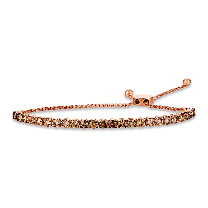 Main Image 2 of Previously Owned Le Vian 14k Strawberry Gold Ombre Bolo Bracelet 4 ct tw Diamonds 14K Gold