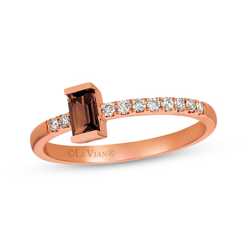 Main Image 1 of Previously Owned Le Vian Chocolate Quartz Ring 1/8 ct tw Nude Diamonds 14K Strawberry Gold