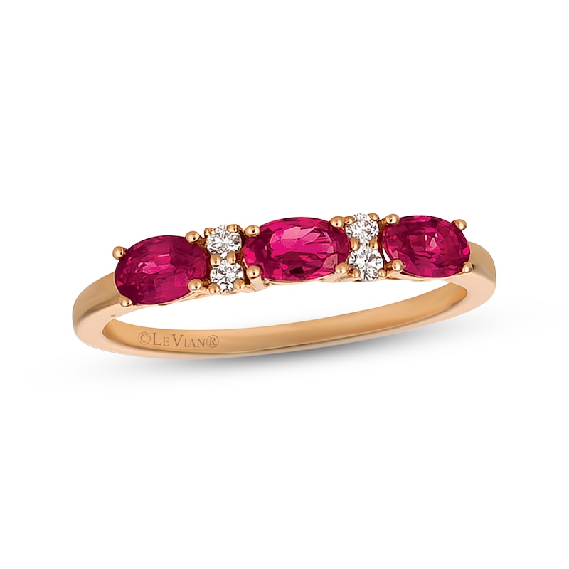 Main Image 1 of Previously Owned Le Vian Ruby & 1/20 ct tw Round-cut Diamond Ring 14K Strawberry Gold