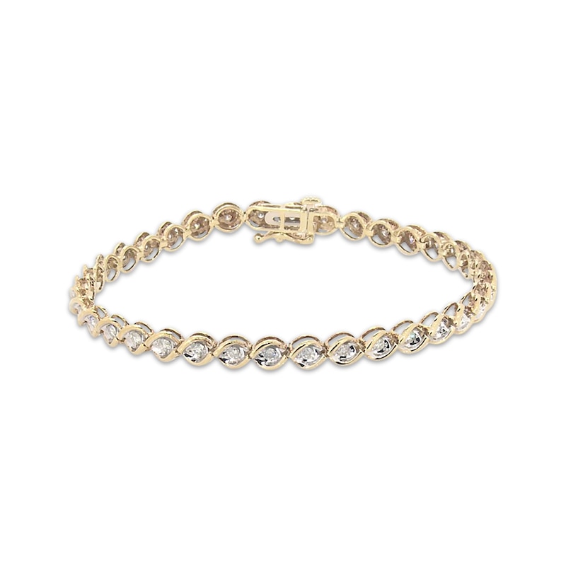 Main Image 1 of Previously Owned Twist Link Diamond Fashion Bracelet 1 ct tw 10K Yellow Gold 7.25"