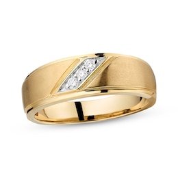 Previously Owned Men's Diamond Wedding Band 1/10 ct tw Round-cut 10K Yellow Gold