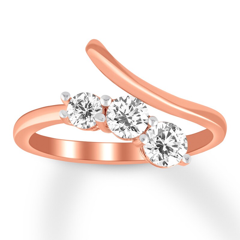 Main Image 1 of Previously Owned Three-Stone Diamond Ring 3/4 ct tw Round-cut 10K Rose Gold