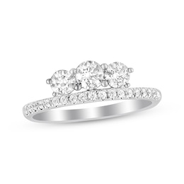 Previously Owned Three-Stone Diamond Ring 1 ct tw Round-cut 14K White Gold