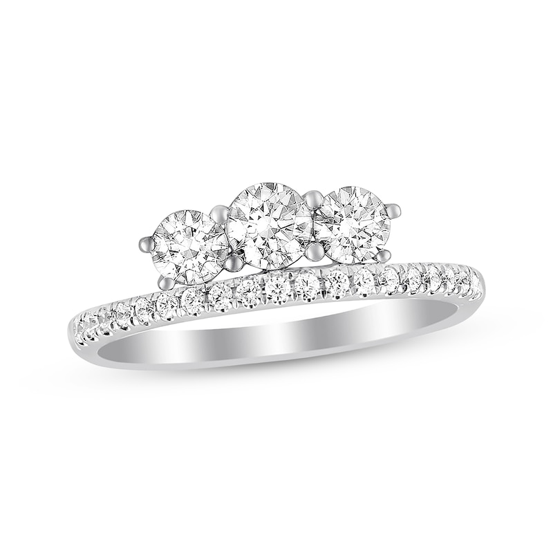 Main Image 1 of Previously Owned Three-Stone Diamond Ring 1 ct tw Round-cut 14K White Gold