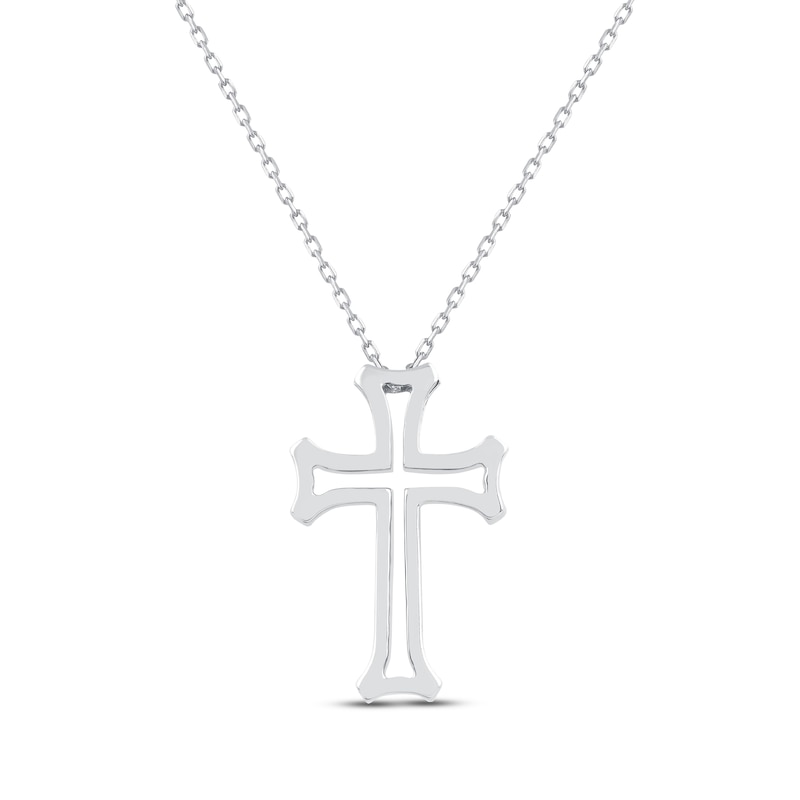Main Image 3 of Previously Owned Diamond Cross Necklace 1/4 ct tw Round-cut Sterling Silver 18&quot;
