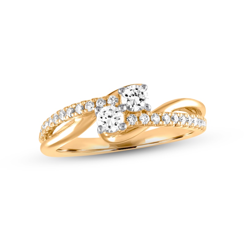 Previously Owned Ever Us Two-Stone Diamond Anniversary Ring 1/2 ct tw Round-cut 14K Yellow Gold
