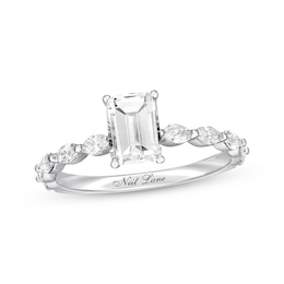 Previously Owned Neil Lane Premiere Diamond Engagement Ring 1-3/8 ct tw Emerald, Marquise & Round-cut 14K White Gold