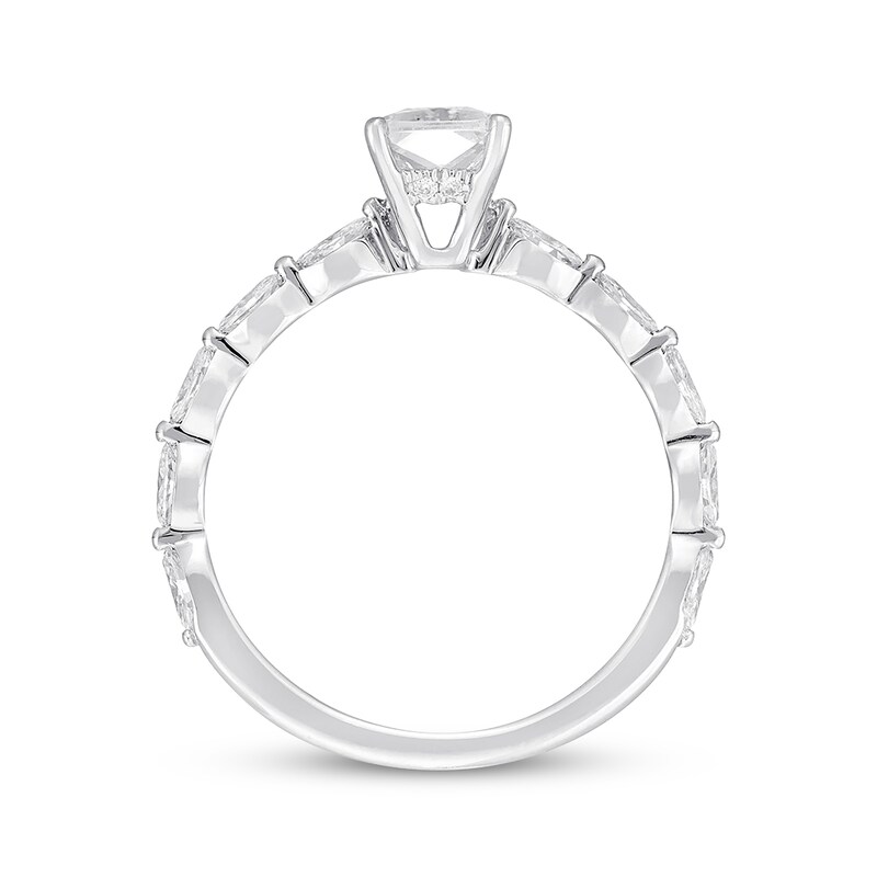 Main Image 3 of Previously Owned Neil Lane Premiere Diamond Engagement Ring 1-3/8 ct tw Emerald, Marquise & Round-cut 14K White Gold