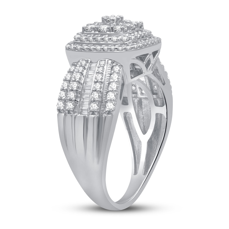 Main Image 2 of Previously Owned Diamond Fashion Ring 1 ct tw Round & Baguette 10K White Gold