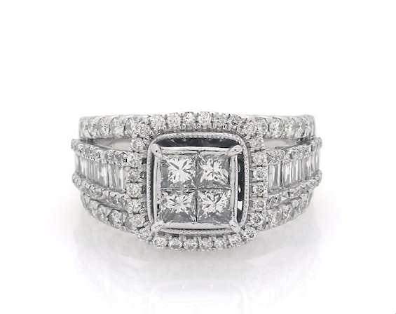 Previously Owned Princess-Cut Quad Diamond Engagement Ring 2 ct tw 14K White Gold