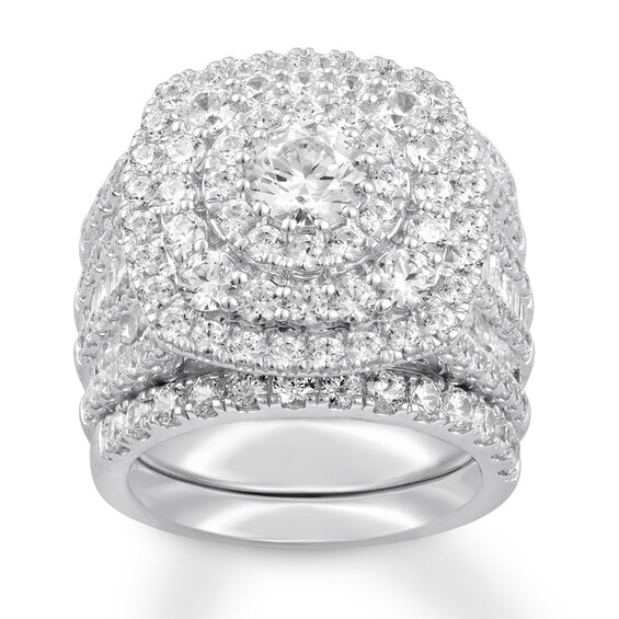 Previously Owned Diamond Bridal Set 5-3/8 ct tw Round/Baguette 14K White Gold
