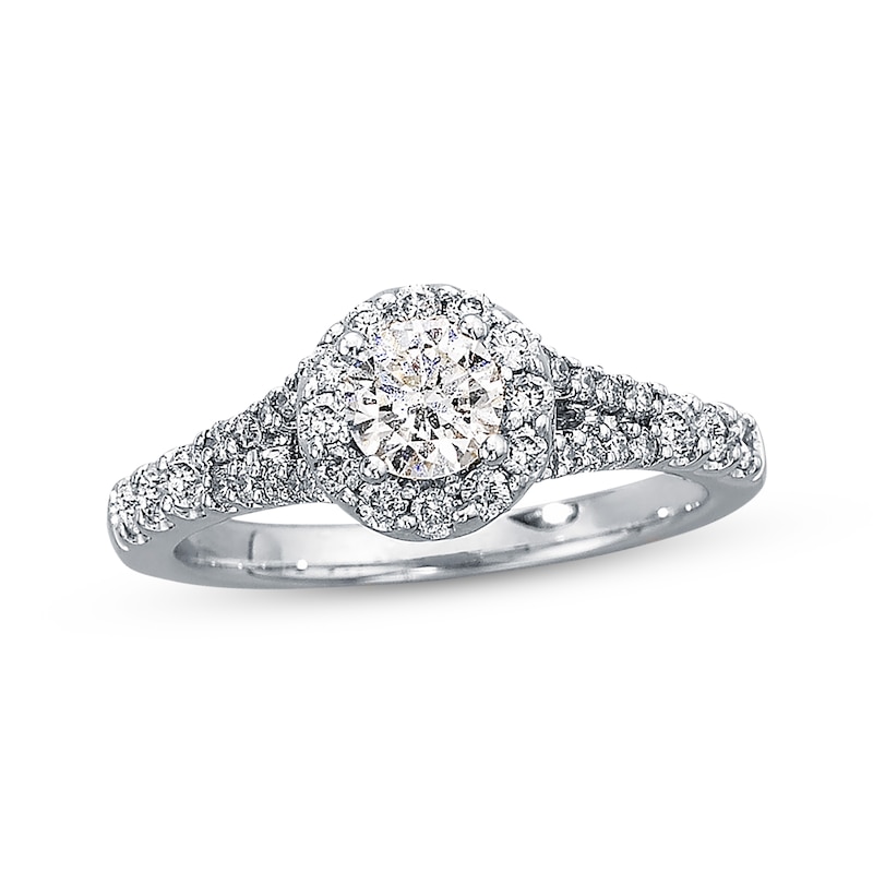 Main Image 1 of Previously Owned Diamond Engagement Ring 1 ct tw Round-Cut 14K White Gold - Size 4